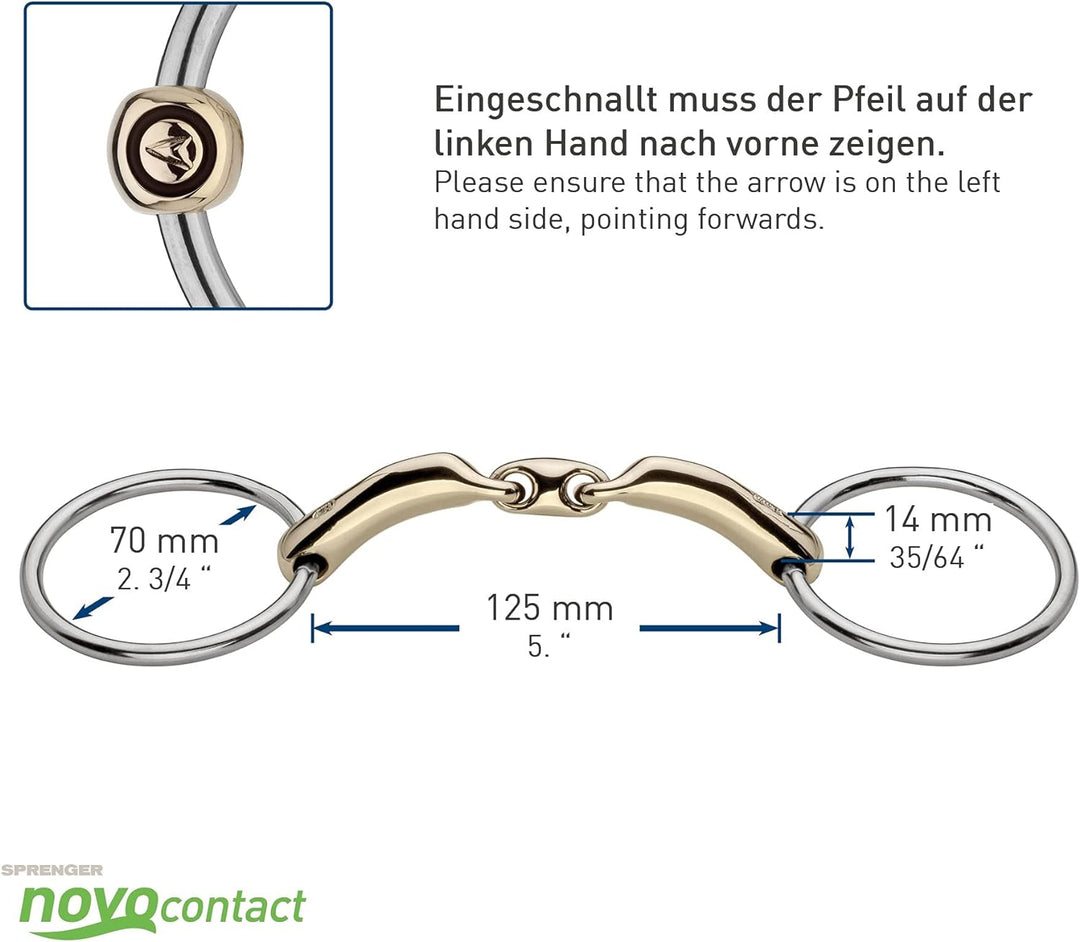 Sprenger Wassertrense novocontact 14 mm I Pferde Gebiss doppelt gebrochen I Trense Zaumzeug für Pfer
