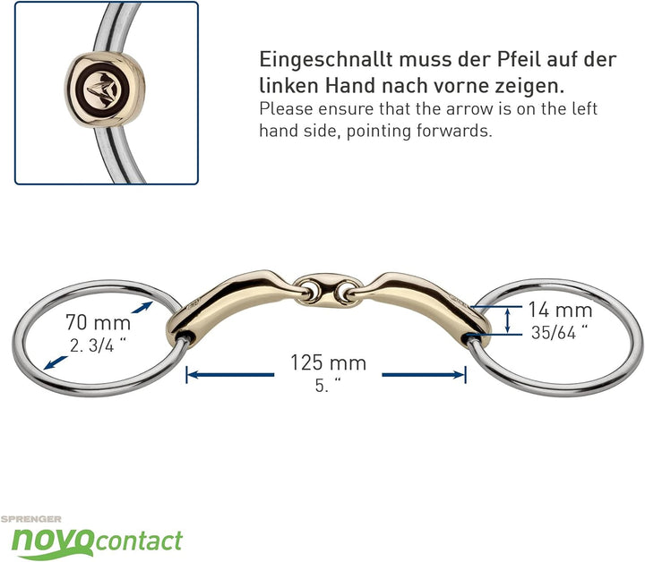Sprenger Wassertrense novocontact 14 mm I Pferde Gebiss doppelt gebrochen I Trense Zaumzeug für Pfer