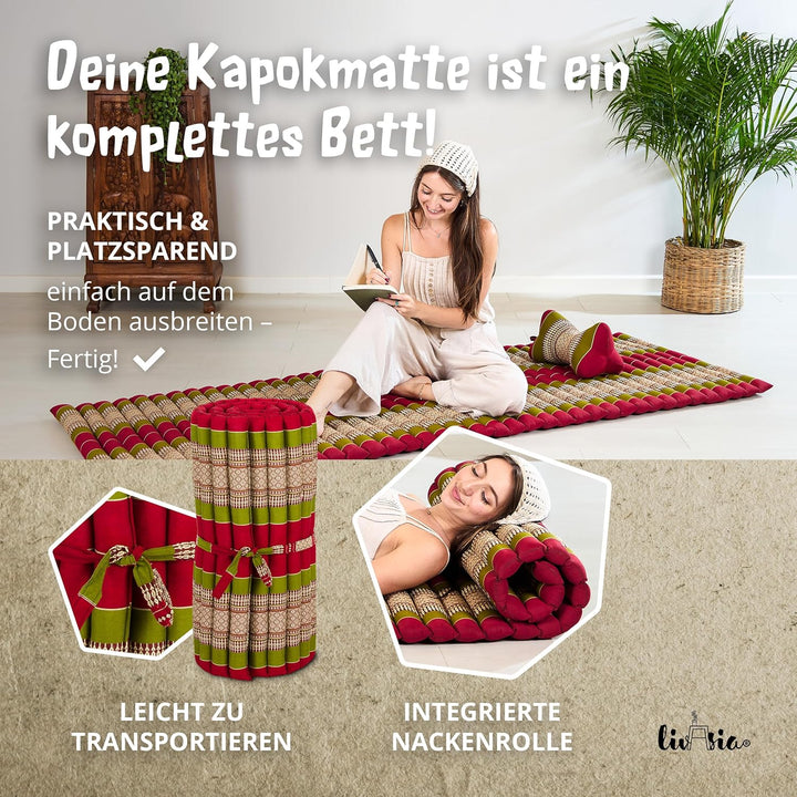 livasia Rollmatte Rollmatratze L-200x110x4,5cm, Gästebett Gästematratze 1 Person, Reisebett Kofferra