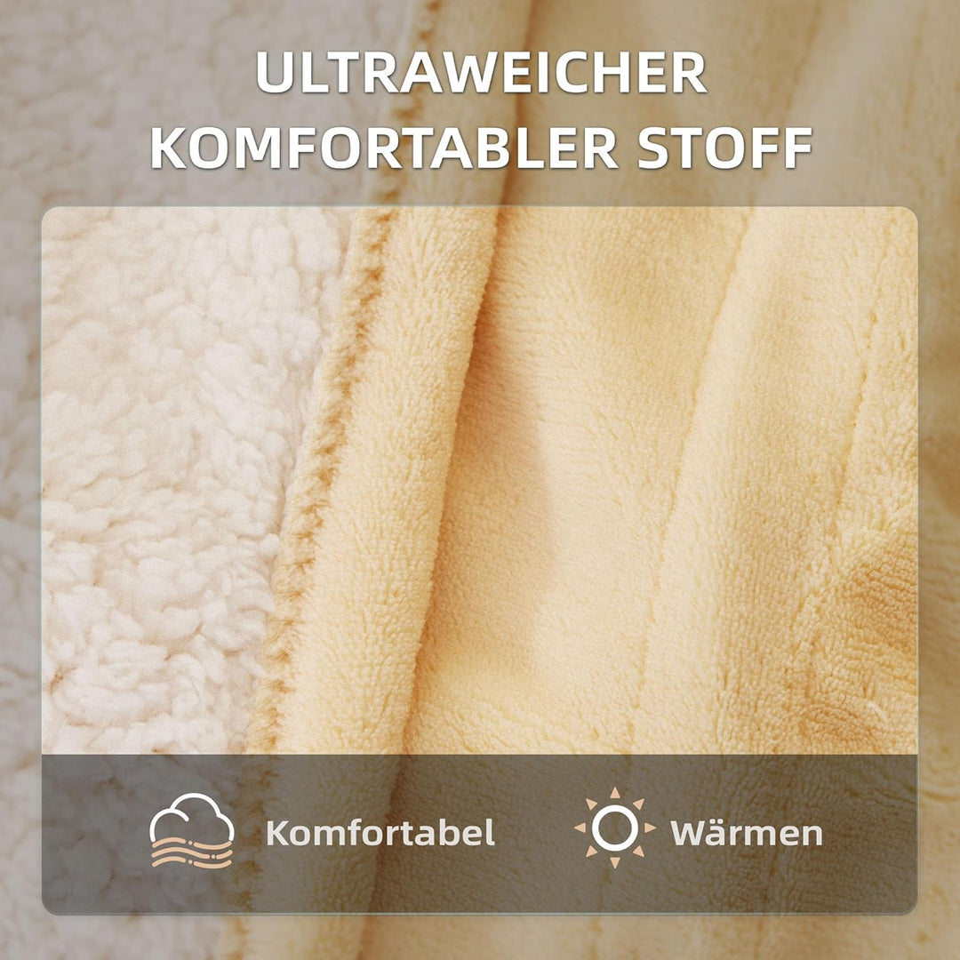 JET'S HOME Heizdecke 130x180cm - Wärmedecke Heizdecke mit Abschaltautomatik Einstellbarer Timer 10 S