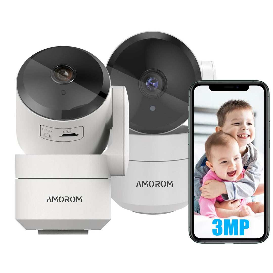 AMOROM WLAN Überwachungskamera Innen 360°, 2K KI-Kamera Überwachung mit Benutzerdefinierte Szenariow