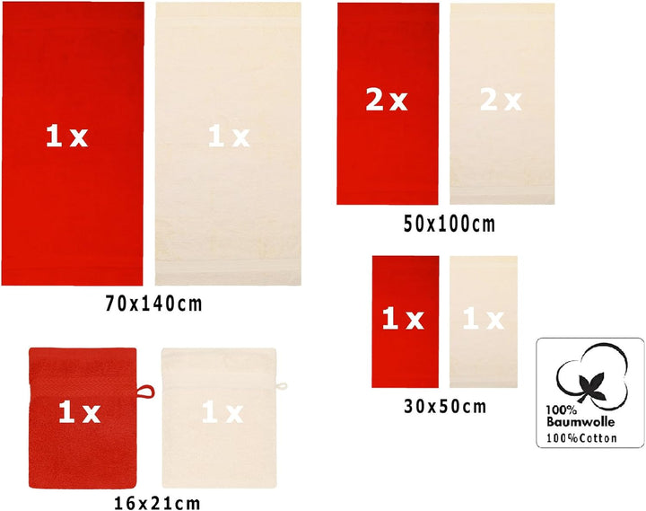 Betz 10-TLG. Handtuch-Set Premium 100% Baumwolle 2 Duschtücher 4 Handtücher 2 Gästetücher 2 Waschhan