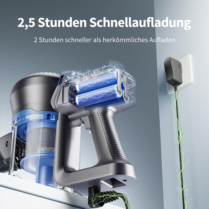 Kalado KCV500 Akku Staubsauger, 23kPa Saugleistung Ultraleichter Staubsauger Kabellos, 6-in-1 Handst