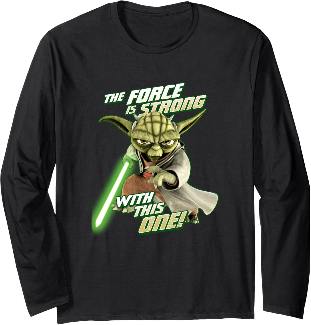 Star Wars Clone Wars Yoda Force Is Strong Langarmshirt