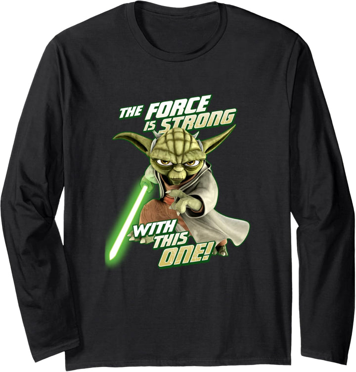 Star Wars Clone Wars Yoda Force Is Strong Langarmshirt