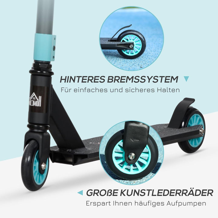 HOMCOM Stunt Scooter, Funscooter, Stuntscooter mit ABEC 9 Kugellagern, Kickscooter mit 100 mm Kunstl