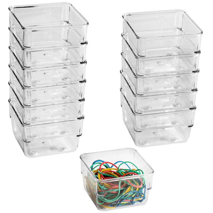12x Schubladen Ordnungssystem 8x8 cm klar transparent 5,5 cm hoch Antislip - Organizer für Schminkti