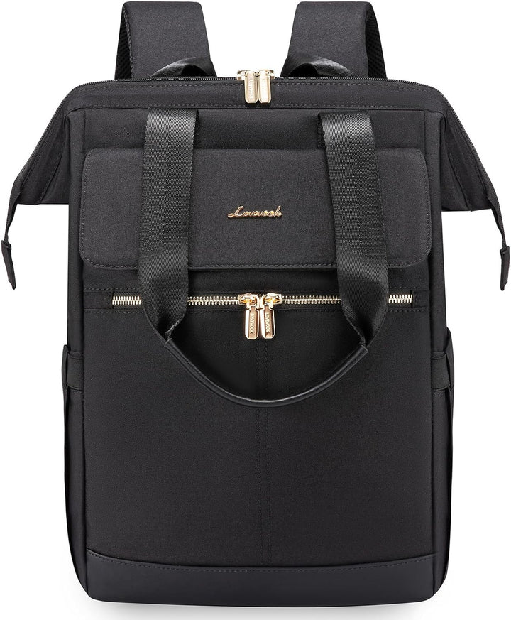 LOVEVOOK Schulrucksack Schwarz Teenager Mädchen, Laptop Rucksack Damen mit Laptopfach 15,6 Zoll, Sch