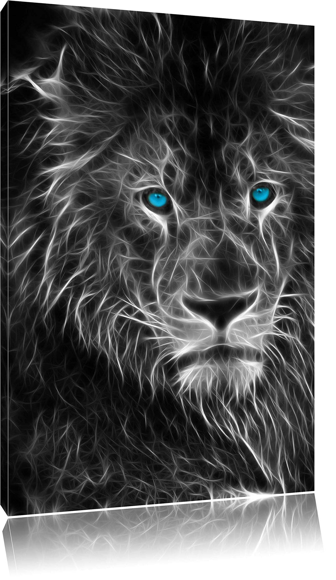 Pixxprint Dark Abstrakter Löwe als Leinwandbild/Grösse: 100x70 cm/Wandbild/Kunstdruck/fertig bespann