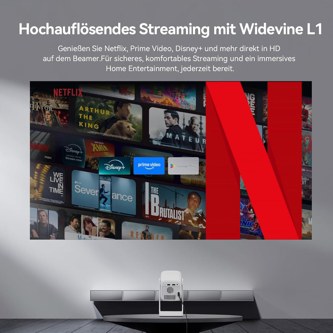 WANBO Cube 1 Mini Smart Beamer Android TV/Netflix/360° Drehbar, Linsenschutz, 200 ISO Lumen, 1080P U
