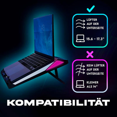 KLIM Mistral Laptop Kühler | Leistungsstarker Turbo-Ventilator (4500 U/min) | Gummiringdichtung für