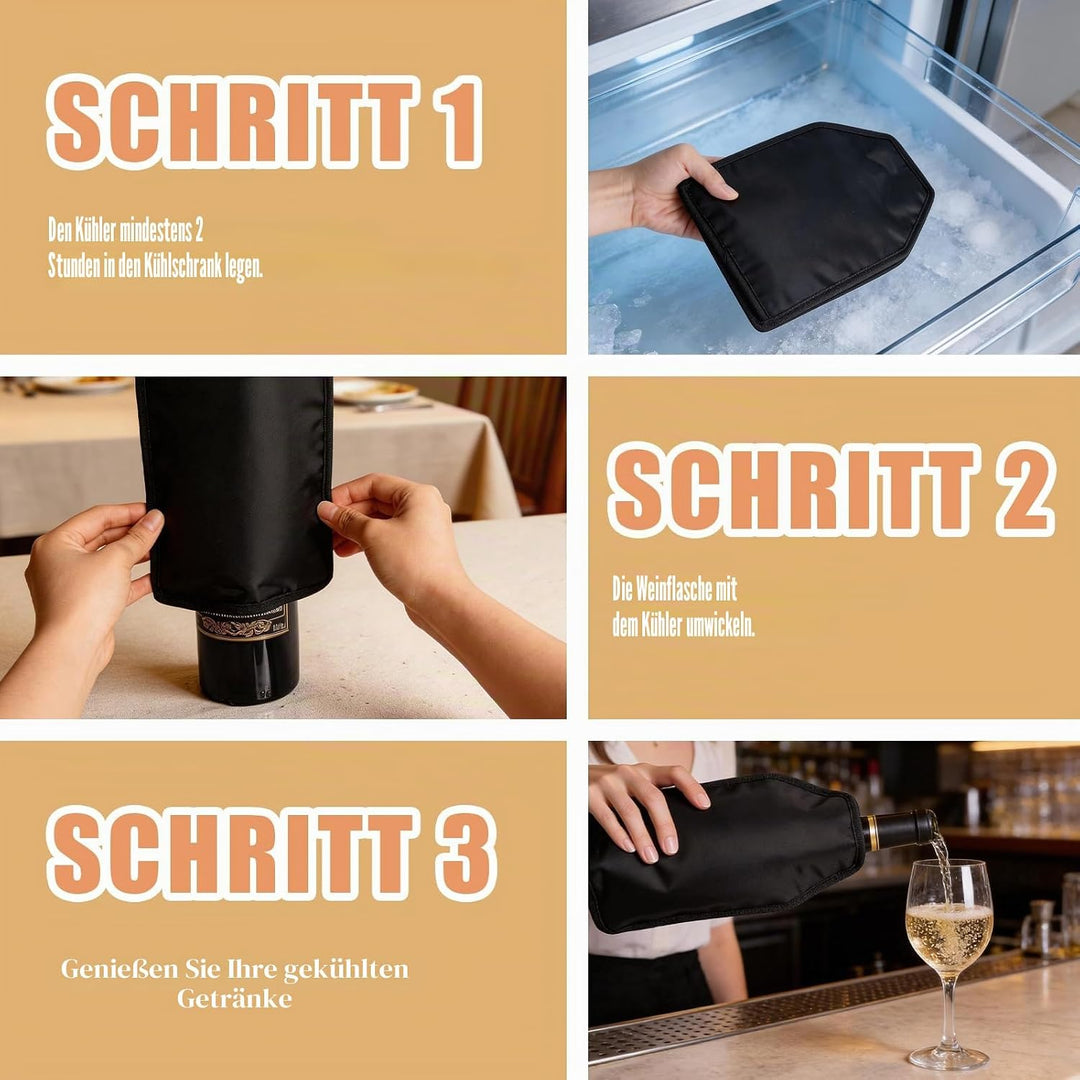 2 Stück Weinkühler Manschette, Kühlmanschette Weinflaschen, Flaschenkühler Wein für Unterwegs, Weinf