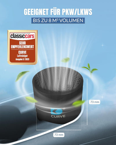 CURVE - Innovativer Luftreiniger mit Granulat - Entfernt 99% Keime und Gerüche - Für Auto, KFZ, LKW,