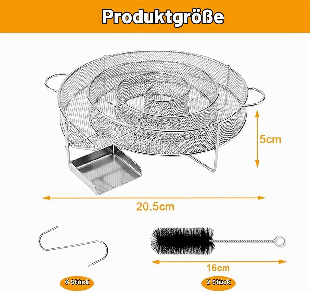 Aoreun Rund Rauchgenerator, Edelstahl Rauchgenerator zum Kalträuchern, Mehrweg Kaltrauchgenerator mi