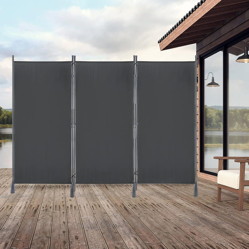 JOIEYOU Paravent Outdoor Sichtschutz Trennwand 3 Teilig 275x180cm Raumtrenner mit Flache Füsse,Anti-
