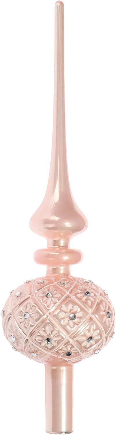 com-four® Christbaumspitze in Rose glänzend, Weihnachtsbaumspitze aus echtem Glas für Weihnachten, T