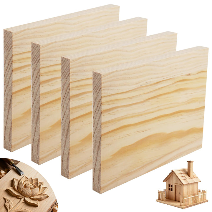 Pyroclasia 4 Stück Holzwürfel 20X15X1.5cm Unlackierte Holzblöcke Holzbretter zum Basteln Holzblock H