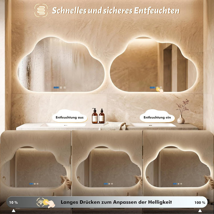 Badezimmerspiegel mit Beleuchtung 80x50 cm, Badspiegel mit LED Beleuchtung, Spiegel mit Beleuchtung