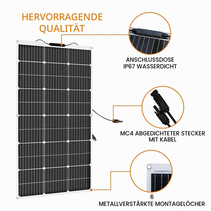 Aysolar 100W 12V Solarpanel Flexibel Monokristallines Flexible Solarmodul IP67 Wasserdicht Photovolt