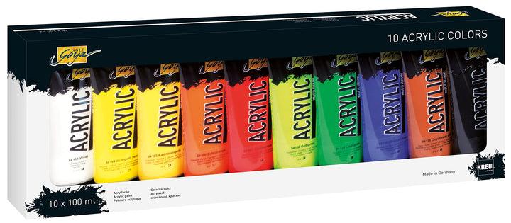 KREUL 84170 - Solo Goya Acrylic im Set, 10 Farben je 100 ml, cremige vielseitig einsetzbare Acrylfar