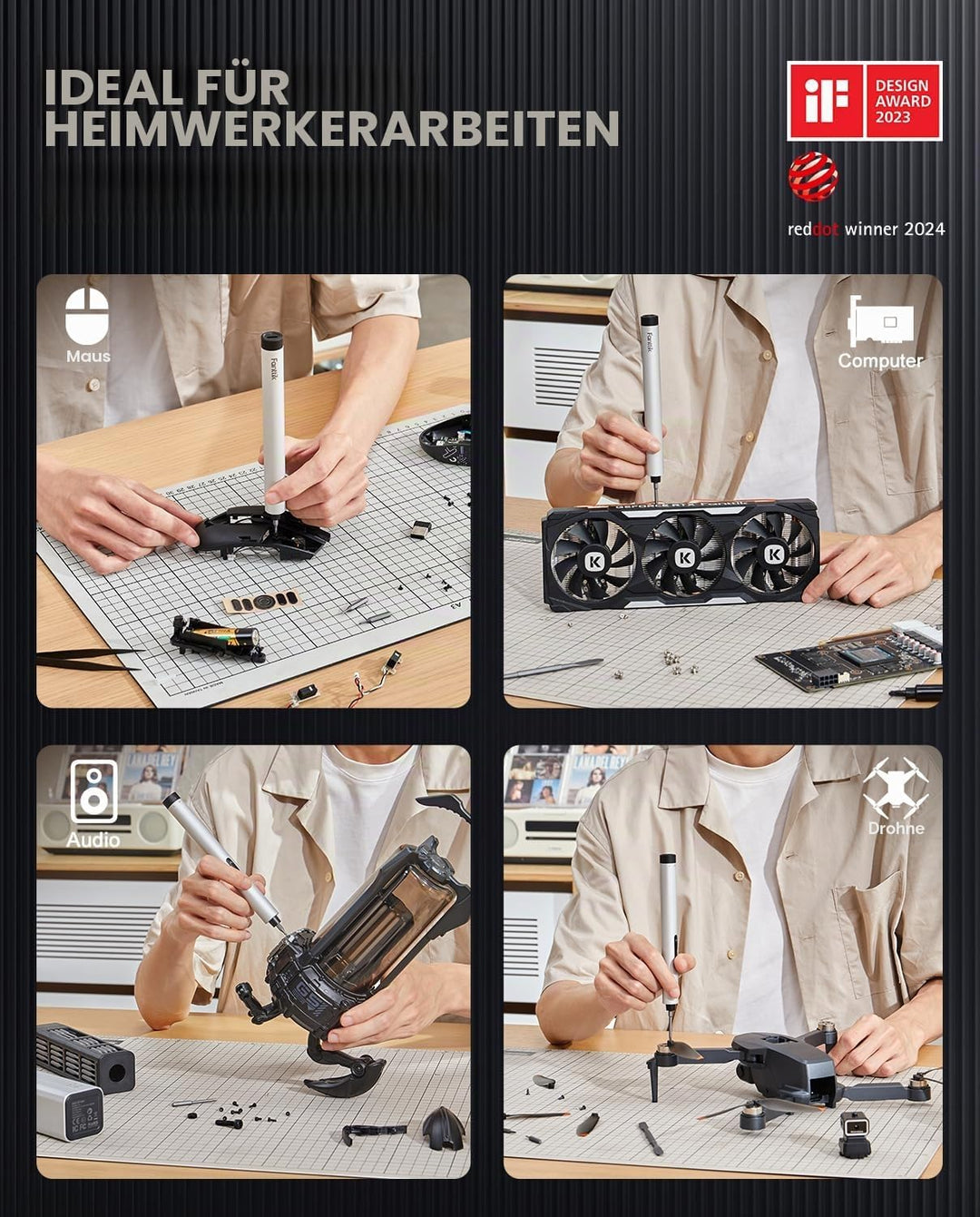 Fanttik E1 MAX Akkuschrauber，50 in 1 Magnetische Präzisions- Kit, 2 Gänge Drehmoment Elektro Schraub