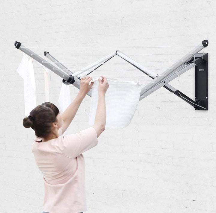 Brabantia - WallFix Wandwäschetrockner - Wäscheständer - UV-beständige Wäscheleine - 24 Meter Wäsche