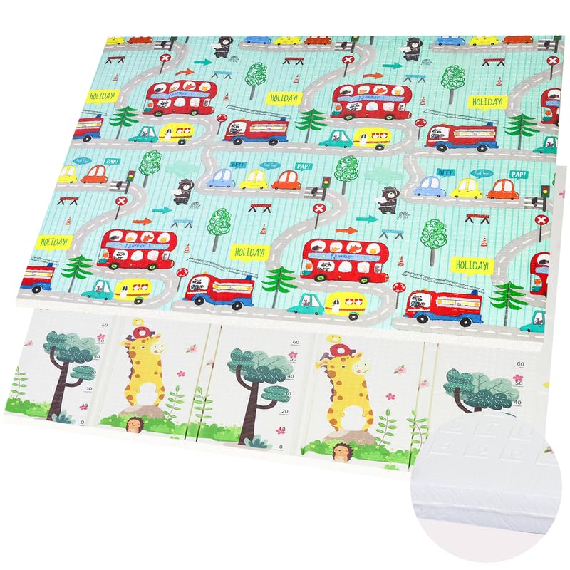 CCLIFE Krabbelmatte Baby Spielmatte Kinder 196x175x1.8cm Faltbar Spielteppich Spielunterlage Gross R