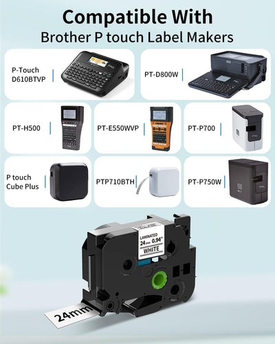4 x Kompatibel TZ-251 24mm Schriftbänder als Ersatz für Brother TZe 24mm P touch Bänder TZe-251 TZe2