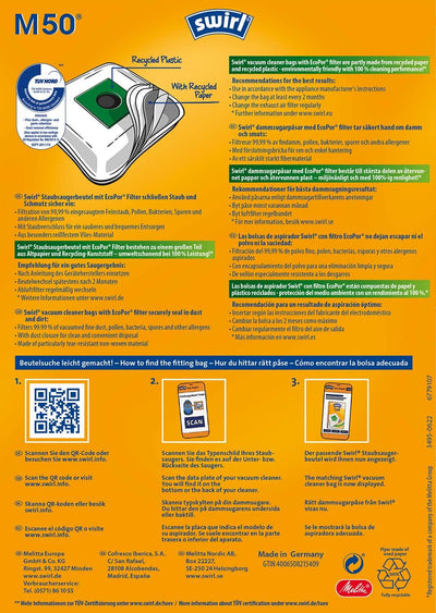 M50 EcoPor Staubsaugerbeutel,10 Beutel 10 Pack Staubsaugerbeutel