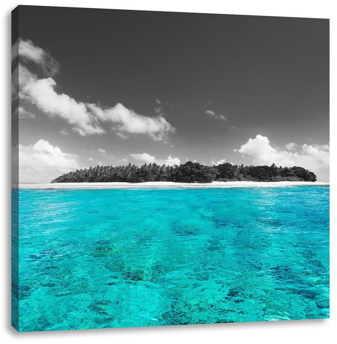 Pixxprint Malediven mit azurblauen Wasser als Leinwandbild/Grösse: 70x70 cm/Wandbild/Kunstdruck/fert