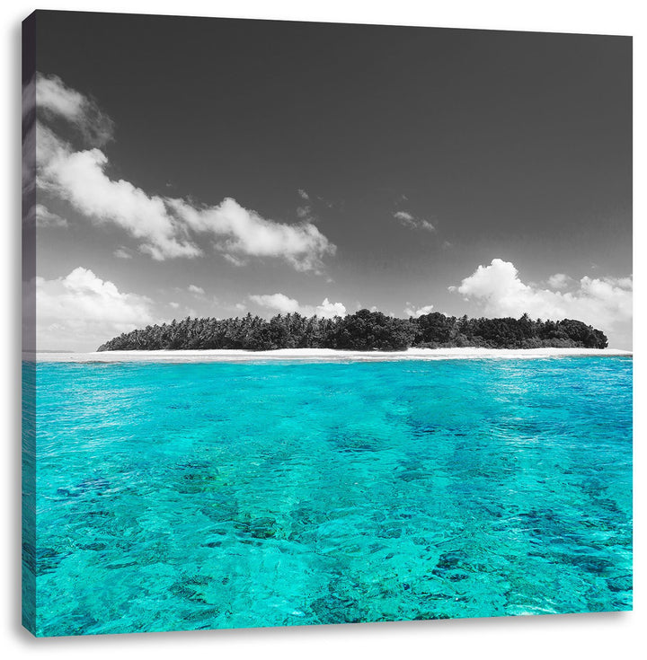 Pixxprint Malediven mit azurblauen Wasser als Leinwandbild/Grösse: 70x70 cm/Wandbild/Kunstdruck/fert