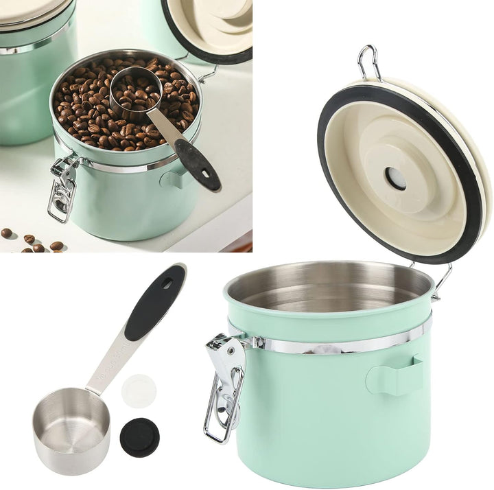 Kanister-Sets für Küchentheke, Kaffeedose Mintgrün, Luftdichter Kaffeebehälter aus Lebensmittelechte
