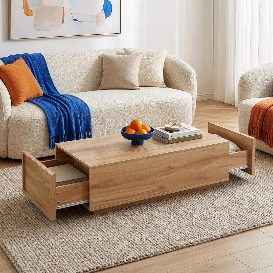 [en.casa] Couchtisch Turur Wohnzimmertisch 104 x 50 x 40 cm Sofatisch mit 2 integrierten Schubladen