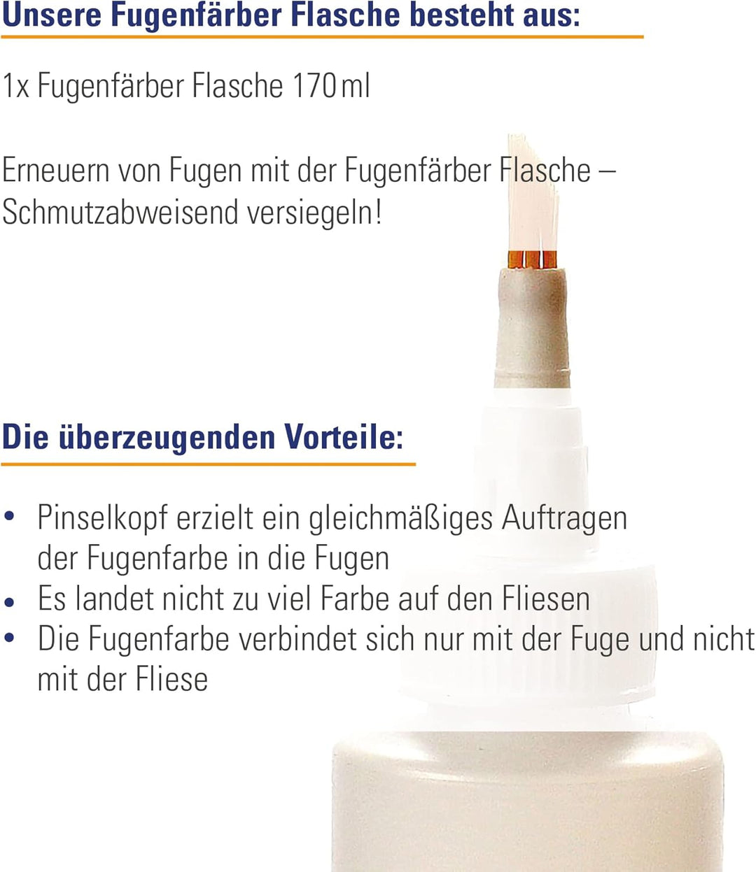 Karl Dahm Fugenfärber Flasche 170 ml I Flasche mit Pinselkopf zur Fugenreparatur I Schmutzabweisend