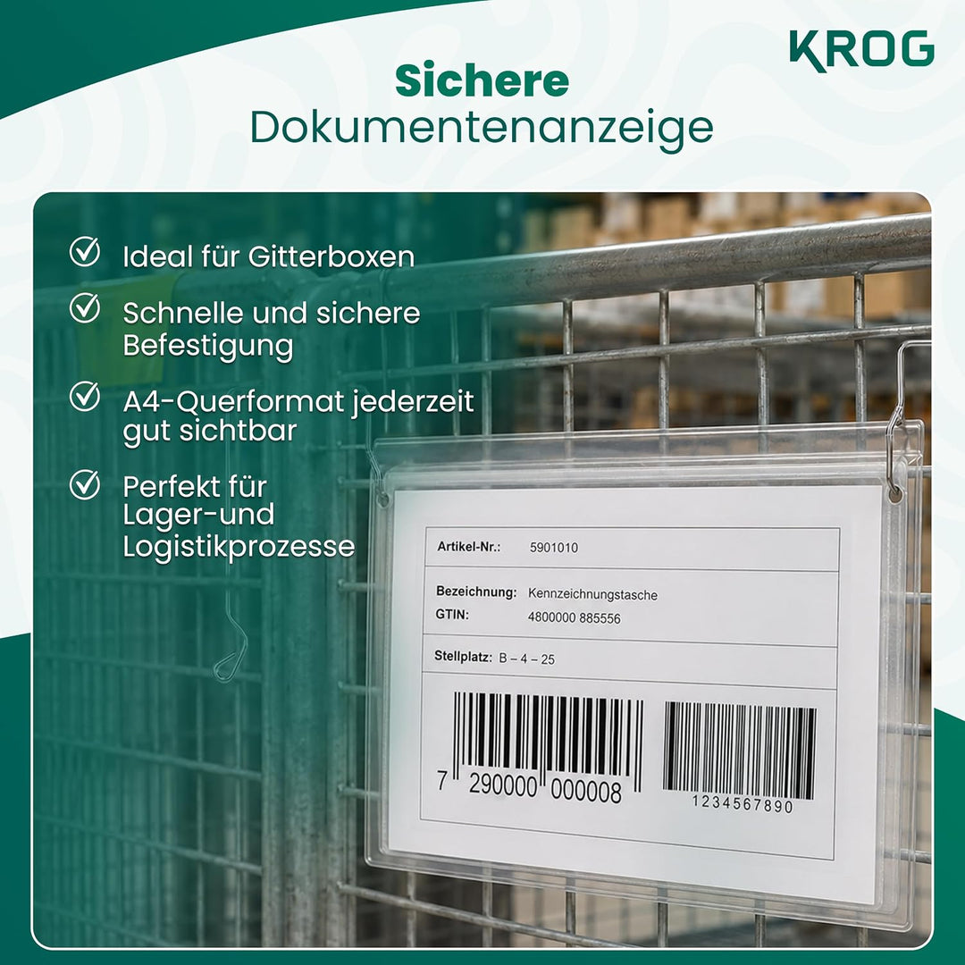 KROG Drahtbügeltasche klar 50 Stück, A4 quer, ohne Klappe A4 quer ohne Klappe, A4 quer ohne Klappe