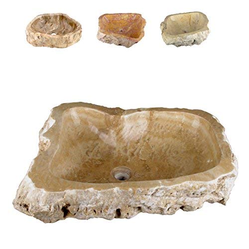 Divero Natur-Stein Waschschale Meran Aufsatz-Waschbecken Handwaschbecken Marmor Creme/Hellbraun Ø ca