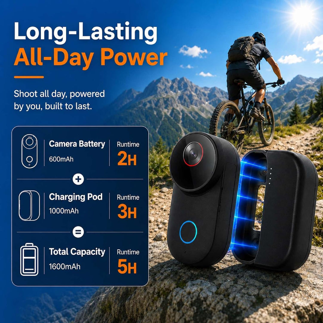 4K Ultra HD Action Cam, 6-Achsen elektronische Bildstabilisierung, 154° Weitwinkelobjektiv, wasserdi