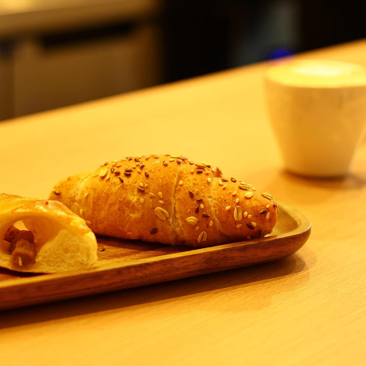 hecef Deko Tablett Set, 3 Stück Servierplatten Holz mit Gerillter Lippe, 33 * 11,5 * 0,8cm Servierta