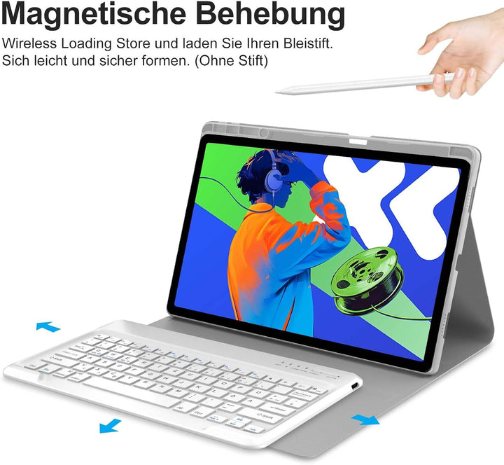 Tastatur für Lenovo Idea Tab Pro 12.7 Zoll 2025, Hellgrau