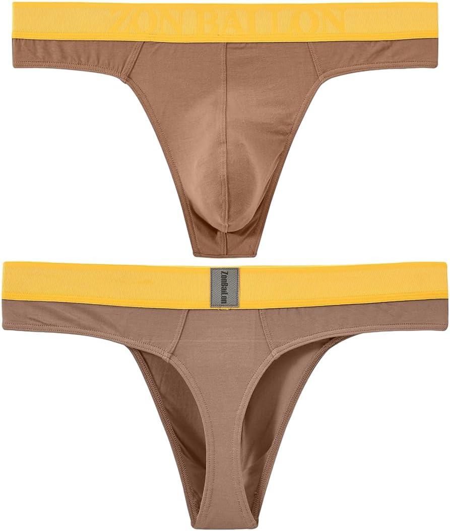 BIATWOWR Men's Thongs Underwears G Strings Mens Sexy Bulge Ball Pouch Slip Underwear Wide Band Male