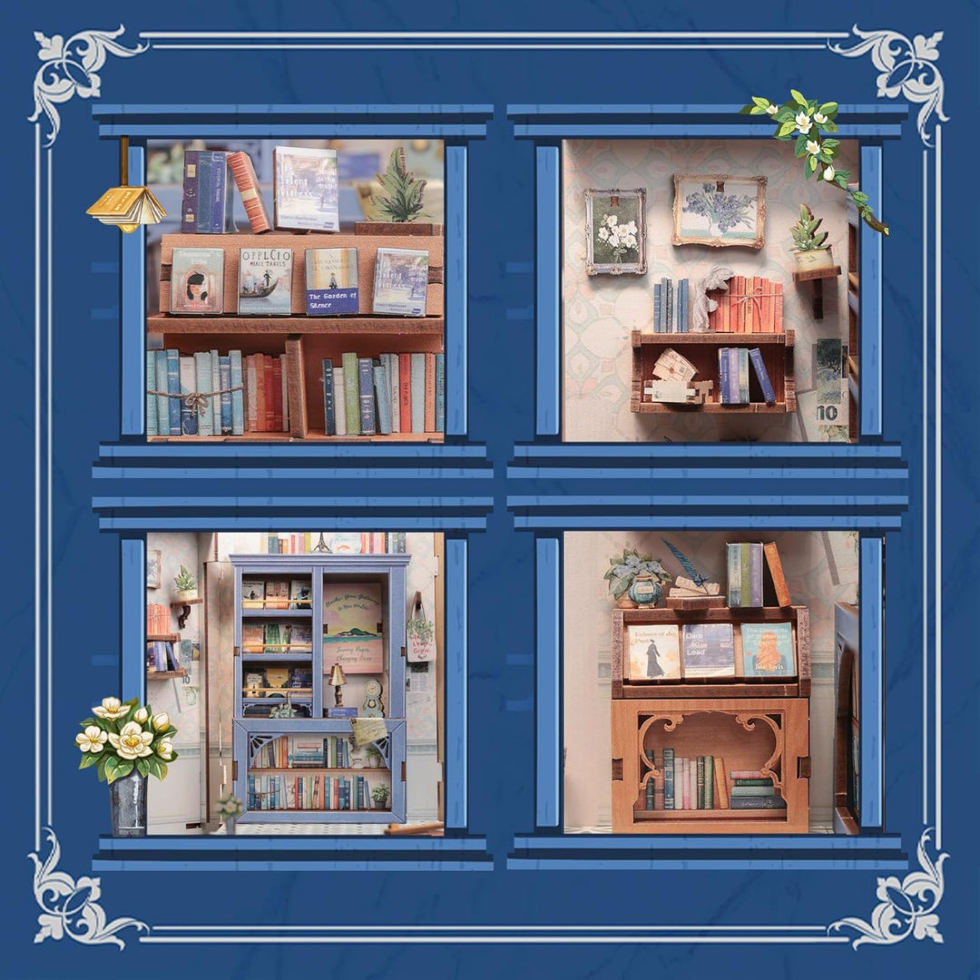 CUTEBEE DIY Book Nook - DIY Puppenhaus Häuser, Miniatur Haus Selber Bauen mit LED-Beleuchtung | Krea