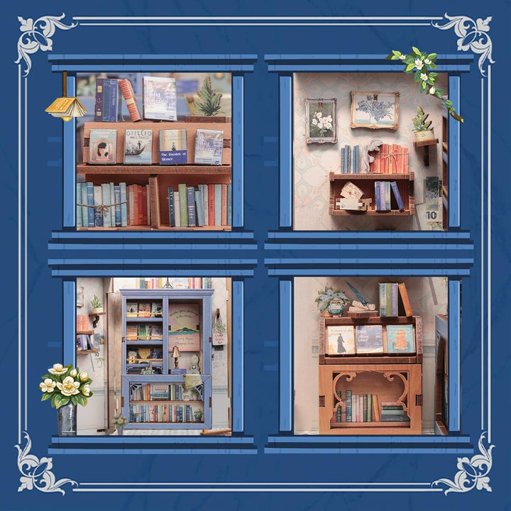 CUTEBEE DIY Book Nook - DIY Puppenhaus Häuser, Miniatur Haus Selber Bauen mit LED-Beleuchtung | Krea