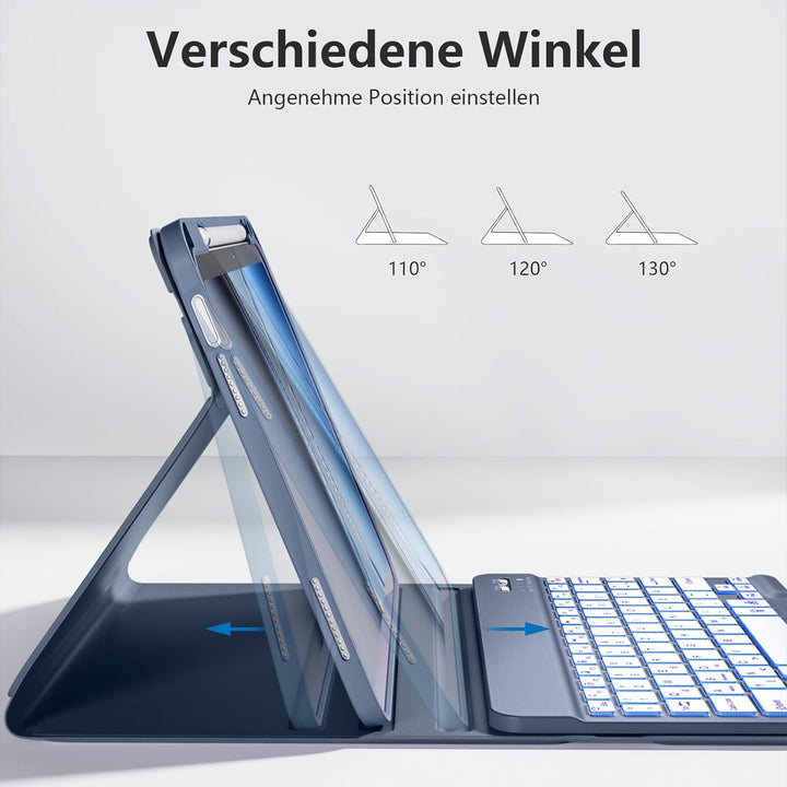 drivego Hülle mit Tastatur für iPad 11 Generation A16/10 Generation (11/10.9 Zoll, 2025/2022), 7-far