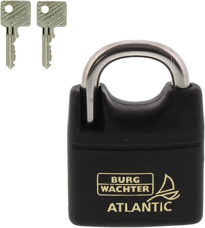 Burg-Wächter Vorhängeschloss, 6 mm Bügelstärke, 2 Schlüssel, Atlantic 217 F 40 Ni SB, Black normal,