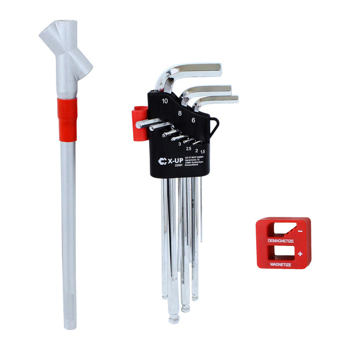 CCLIFE Innensechskantschlüssel set mit Griff Kugelkopf 10tlg | Magnetischer Kugelkopf, langer Hebel,