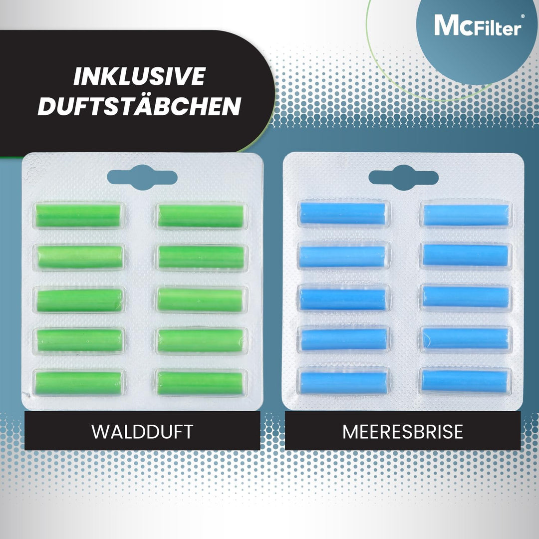 McFilter | 20 Staubsaugerbeutel + Aktivfiltersystem + Aktivkohlefilter + 2x Duft geeignet f. Vorwerk