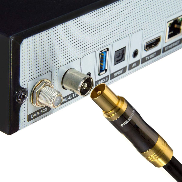 Premium X 25m Gold-Line TV Antennenkabel Schwarz IEC-Anschlusskabel Koax Stecker - Kupplung Koaxialk