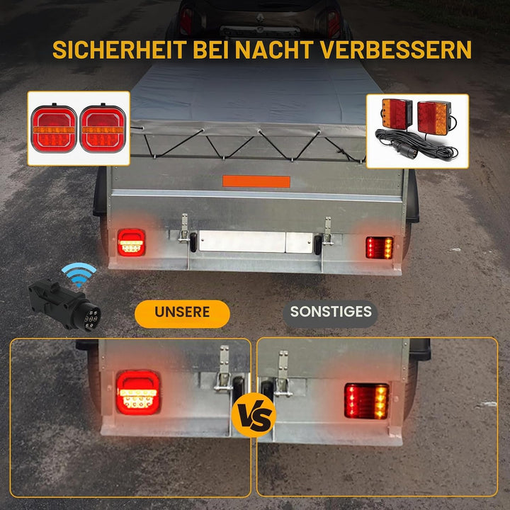 AOHEWEI Kabellose Beleuchtung LED Set Magnetische Anhänger Rücklichter Kabel frei 12V/24V LKW hinten