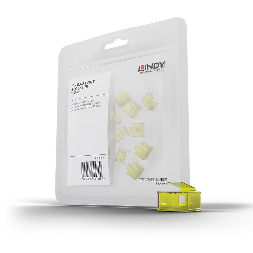 LINDY RJ-45 Port Schloss ohne Schlüssel, 20 Stück gelb gelb 20 Pack Without Key, gelb