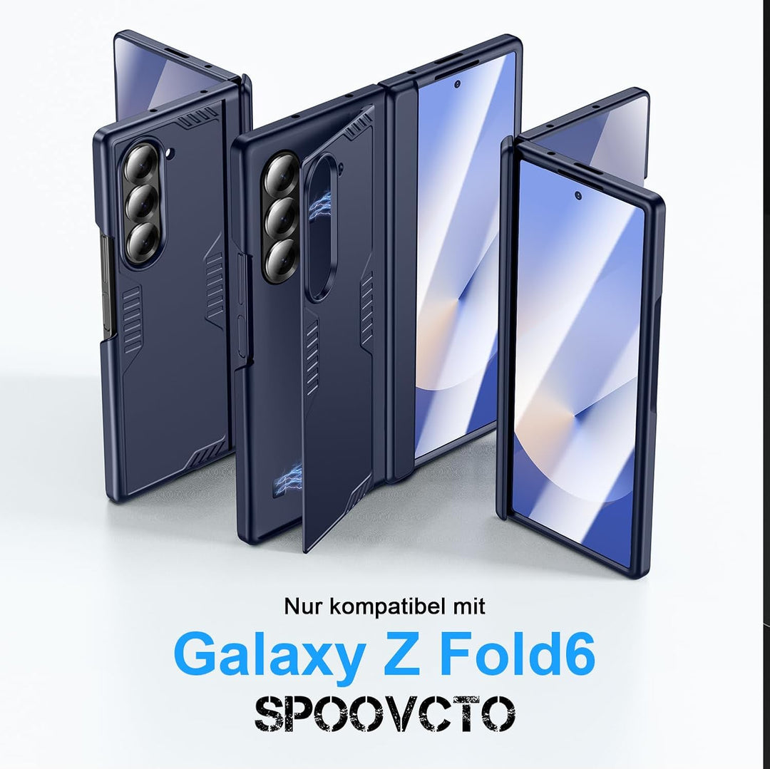 spoovcto für Samsung Galaxy Z-Fold-6 Hülle: HD Displayschutzfolie, Versteckter Ständer, Scharniersch